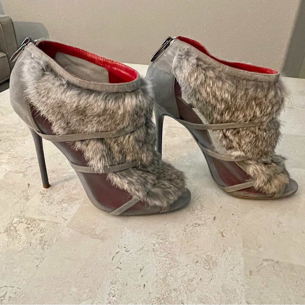 Charles Jourdan fur bootie
